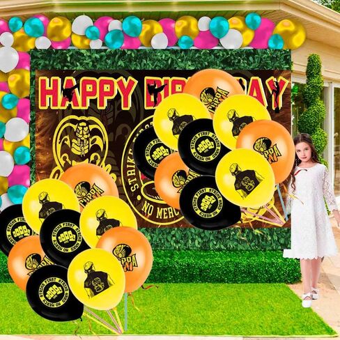 N04840 Cobra Karate Party Supplies Plates Decorations Birthday Cake Topper Banner Decor Backdrop Balloons in Kuwait