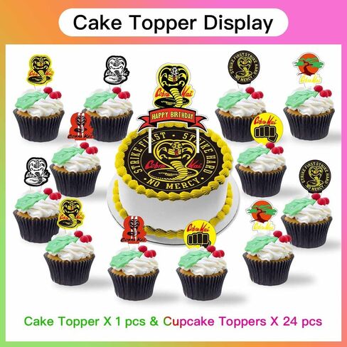 N04840 Cobra Karate Party Supplies Plates Decorations Birthday Cake Topper Banner Decor Backdrop Balloons in Kuwait