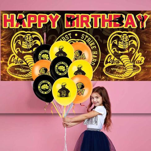 N04840 Cobra Karate Party Supplies Plates Decorations Birthday Cake Topper Banner Decor Backdrop Balloons in Kuwait