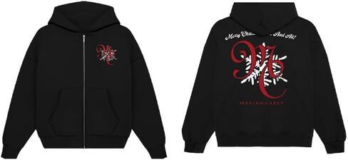 Mariah Carey unisex-adult Mariah Carey Official Merry Christmas One & All Tour Zip Up Hoodie Hooded Sweatshirt in Kuwait