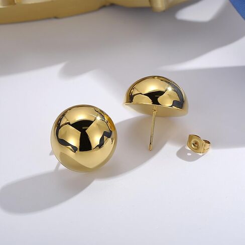 Gold Silver Half Ball Stud Earrings High Polished Round Earrings Trendy Jewelry for Women Girls 20mm/18MM/16MM/12MM balls in Kuwait