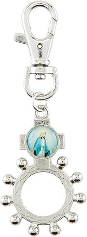 Needzo Our Lady of Grace Rosary Ring, Religious Prayer Keychain, Catholic Gifts, 3.5 Inches in Saudi Arabia