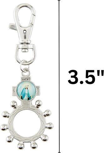 Needzo Our Lady of Grace Rosary Ring, Religious Prayer Keychain, Catholic Gifts, 3.5 Inches in Saudi Arabia