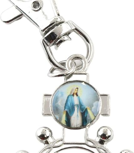 Needzo Our Lady of Grace Rosary Ring, Religious Prayer Keychain, Catholic Gifts, 3.5 Inches in Saudi Arabia
