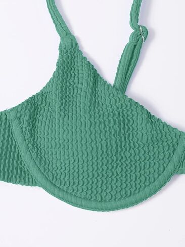 MakeMeChic Women's 2 Piece Bathing Suits Solid High Cut Bikini Set Underwire Swimsuits in Saudi Arabia