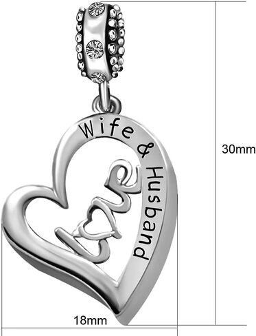 JMQJewelry زوجة الزوج الحب القلب جوهرة المرأة الخرز دلايات للأساور مجوهرات عيد الحب عيد الميلاد التخرج in Saudi Arabia
