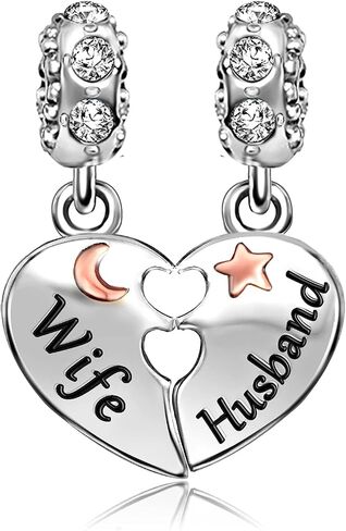 JMQJewelry زوجة الزوج الحب القلب جوهرة المرأة الخرز دلايات للأساور مجوهرات عيد الحب عيد الميلاد التخرج in Saudi Arabia