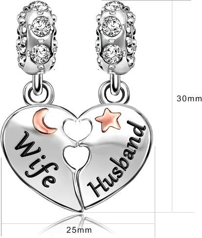 JMQJewelry زوجة الزوج الحب القلب جوهرة المرأة الخرز دلايات للأساور مجوهرات عيد الحب عيد الميلاد التخرج in Saudi Arabia