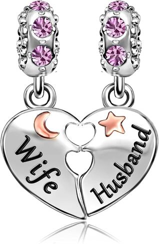 JMQJewelry زوجة الزوج الحب القلب جوهرة المرأة الخرز دلايات للأساور مجوهرات عيد الحب عيد الميلاد التخرج in Saudi Arabia