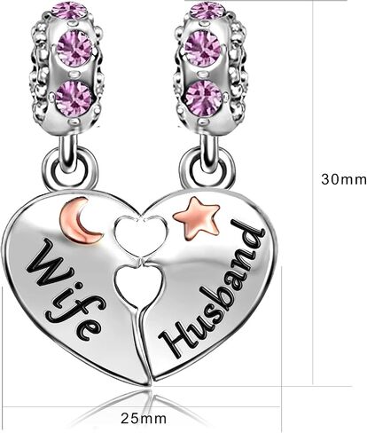 JMQJewelry زوجة الزوج الحب القلب جوهرة المرأة الخرز دلايات للأساور مجوهرات عيد الحب عيد الميلاد التخرج in Saudi Arabia