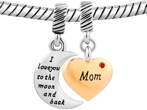 أنا أحبك إلى القمر والعودة الاصطناعية كريستال أمي القلب سحر الخرز المتدلي للأساور in Kuwait