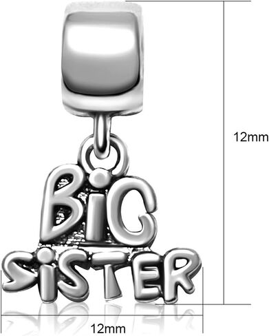 Sister Big Bead Heart Love Dangle Birthstones Wmens Bead Charms for Bracelets Friend Family Valentine Christmas Graduation Jewelry in Kuwait