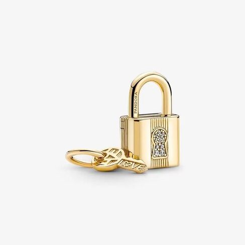 Pandora Padlock and Key Dangle Charm Bracelet Charm Moments Bracelets - Stunning Women's Jewelry - Gift for Women in Your Life - Made Shine & Cubic Zirconia, With Gift Box in Saudi Arabia