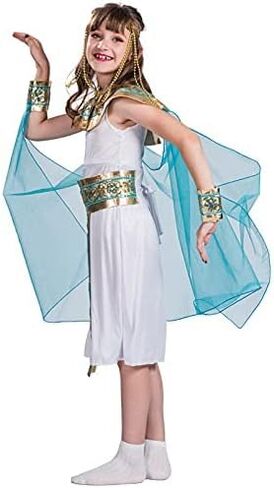 زي ميجارتيكو للهالوين للفتيات الملكة المصرية كليوباترا مع غطاء للرأس للأطفال in Kuwait