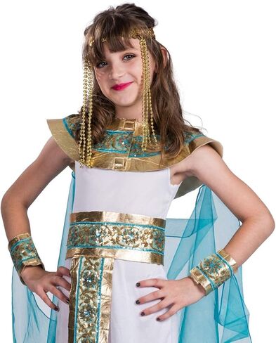 زي ميجارتيكو للهالوين للفتيات الملكة المصرية كليوباترا مع غطاء للرأس للأطفال in Kuwait