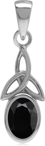 Silvershake Birthstone Gemstone 925 Sterling Silver Triquetra Celtic Knot Solitaire Pendant in Saudi Arabia