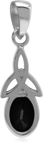 Silvershake Birthstone Gemstone 925 Sterling Silver Triquetra Celtic Knot Solitaire Pendant in Saudi Arabia
