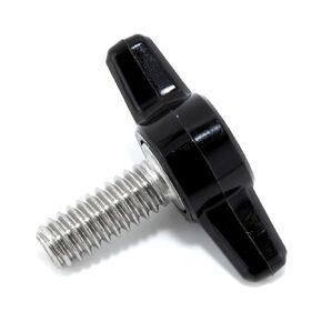 1/4"-20 x 5/8" Thumb Screw Stainless Steel - Black Tee Wing Plastic Knob - Standard/Coarse Thread ThumbScrew - Length: 0.625" - Proudly Built in USA - Package of (4)