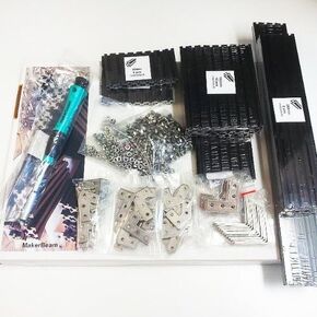 MakerBeam Regular Starter Kit Black Anodized Including Beams (10x10mm in Diameter), Brackets, Nuts and Bolts