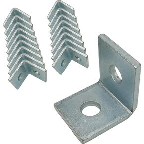 10 Pack - 2 Hole, L Shaped 90 Degree Connector Bracket for All 1-5/8" Strut Channel - Heavy Duty, Electro-Galvanized (10)