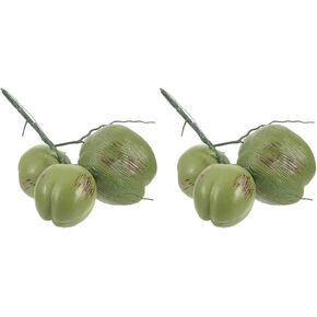SEWACC 2 Bunches Artificial Coconut Luau Party Favor Coconut Photo Hawaiian Party Decoration Lifelike Coconuts Faux Plant Fruit Tropical Party Supplies Plastic Summer Vegetable Banquet
