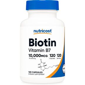 Nutricost Biotin (Vitamin B7) 10,000mcg (10mg), 120 Capsules - Vegan, Gluten Free, Non-GMO