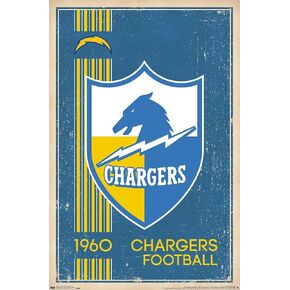 Trends International NFL Los Angeles Chargers - Retro Logo 17 Wall Poster, 22.375" x 34", Unframed Version