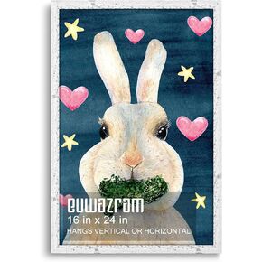 16x24 Frame - Single Frame, Rustic White 16x24 Poster Frame, 16 x 24 Poster Frame for Artwork, Puzzles, Photos and Movie Posters
