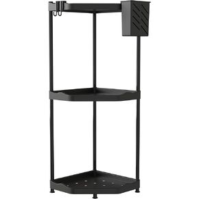 Kitchen Corner Shelf Countertop Bathroom Counter Organizer Cabinet Corner Storage Shelf Spice Rack kitchen Countertop Organizer Black (2 - TIER)