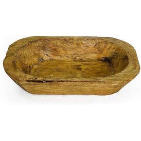 9" Natural Wood Rustic Baguette Bread Bowl 2 piece – Bread Bowl Decor – Bateas Tray for Centerpiece/Candle Making/Handmade in Mexico