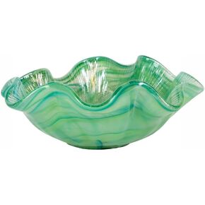 وعاء مستدير مكشكش من الزجاج الأخضر من Vietri Onda، مقاس 13.75 بوصة عمقًا، آمن للاستخدام في غسالة الأطباق in Kuwait