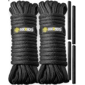 حبل قارب من خطوط الرصيف مقاس 5/8 بوصة × 35 بوصة (عبوتان) - حبل رسو بحري مجدول مزدوج مع فتحة مقسمة مقاس 12 بوصة، تمدد منخفض وامتصاص عالي للصدمات، خطوط رصيف القوارب للقوارب وأوعية المياه in Kuwait