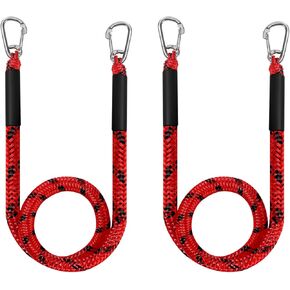 Dock Ropes with Stainless Steel Clip to Tie Up Boat to Dock Pack of 2(4FT) Green