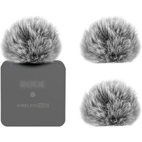 Geekria for Creators Furry Windscreen Compatible with RODE Wireless GO II Mic DeadCat Wind Cover Muff, Windbuster, Windjammer, Fluff Cover Windshield (Grey / 3 Pack)
