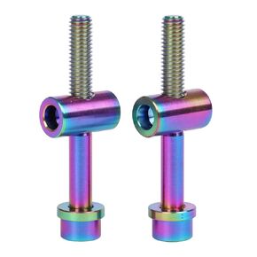2PCS Titanium M5x40mm Bolt Nut Washer Bicycle SeatPost Fixed Bolt (Ranibow)