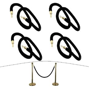 4 قطع حبل مخملي أسود، حبل مخملي بطول 6.5 قدم/2 متر مع خطافات من الفولاذ المقاوم للصدأ، حاجز حبل سميك للتحكم في الحشود بسمك 1.25 بوصة للحفلات والمتاحف وحفلات الزفاف in Kuwait