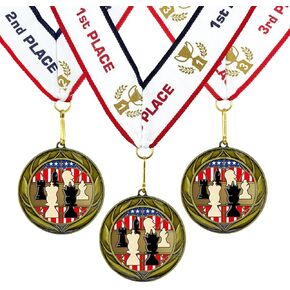 Chess Wreath Design Medal - 1st, 2nd, 3rd Place