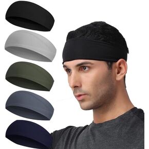 5 Pack Running Headband, Sweat Band, Sports Sweatband Headbands for Running,Cycling,Football,Yoga,Hairband for Women and Men