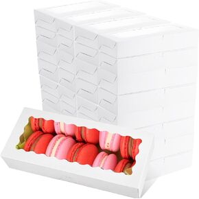 40Pcs Cookie Boxes with Window, 12" x 5.5" x 2.5" White Bakery Boxes, Chocolate Covered Strawberries Boxes, Treat Boxes for Dessert, Cookies, Cakes, Chocolate, Strawberry