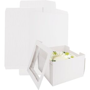 20 Pcs Cake Boxes 12x12x8 Tall Cake Boxes with Window White Bakery Boxes Disposable Cake Containers with Lids, Large Cardboard Cake Boxes for Wedding, Birthday, Party
