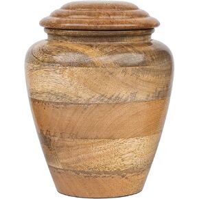 Wooden Urns for Human Ashes for Adults Upto 120 lbs | Male, Female | Cremation Memorial Ash Urn | Natural Mango Wood Large Keepsake Urn – 8.0 Inches, 1 Pcs