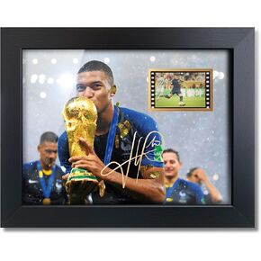 Generic sufenvera Soccer Fans Photo Gifts - Print Signed Kylian Mbappe Framed Poster,Kylian Mbappe in the Qatar World Cup final Film Display,Gifts for Birthday Christms 8x6 Inches, Black