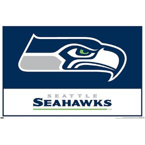 Trends International NFL Seattle Seahawks - Logo 21 Wall Poster, 14.72" x 22.37", Barnwood Framed Version