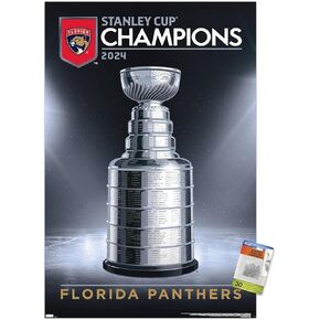 Trends International NHL Florida Panthers - 2024 Stanley Cup Team Logo Wall Poster with Pushpins, 22.37" x 34.00", Premium Poster & Push Pin Bundle