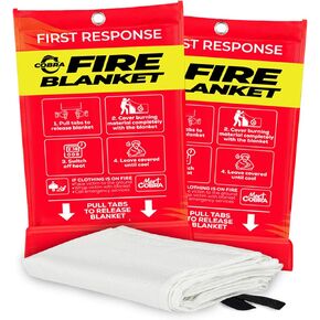 Mart Cobra Emergency Fire Blanket for Home and Kitchen - 1 Pack - Fire Blankets Emergency for Home 40" x 40" - Fire Suppression Blanket - Home Safety Fiberglass Welding Blanket