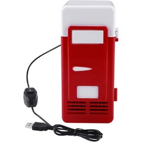 ثلاجة USB صغيرة LED - حافظ على مشروباتك باردة أو دافئة في أي مكان وفي أي وقت - تصميم مدمج ومحمول للمنزل والمكتب والسفر (أحمر)