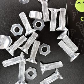 50 x Crosshead Countersunk Screw Nuts and bolts, Transparent Clear Plastic Acrylic, M6 x 20mm - Acrylic Plastic Screws,15/64 x 25/32