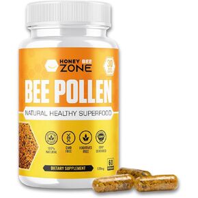 Royal Jelly 500 mg Honey Bee Royal Jelly, 60 Vegan Bee Royal Jelly Capsules, Natural Superfood Anti-Aging Brain Booster Supplement