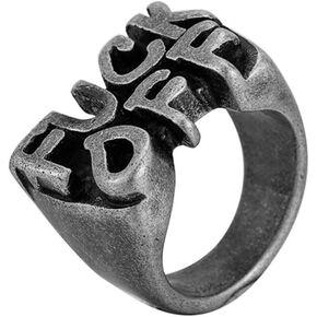 INRENG Stainless Steel Cool Statement Signet Ring Fuck Off Middle Finger Hip Hop Punk Biker Rings for Men Women