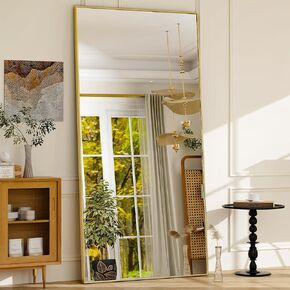 GLSLAND 71"x31" Full Length Mirror Extra Large Hanging or Leaning Rectangle Mirror Aluminum Alloy Thin Frame Bedroom Floor Dressing,Black
